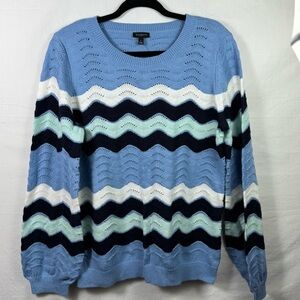 NWT Talbots Wave Sweater Blue Womens Size L